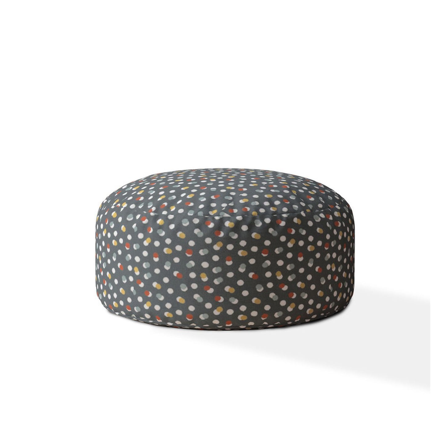 Indoor DANCING DOTS Greyish Blue Round Zipper Pouf - Cover Only - 24in dia x 20in tall