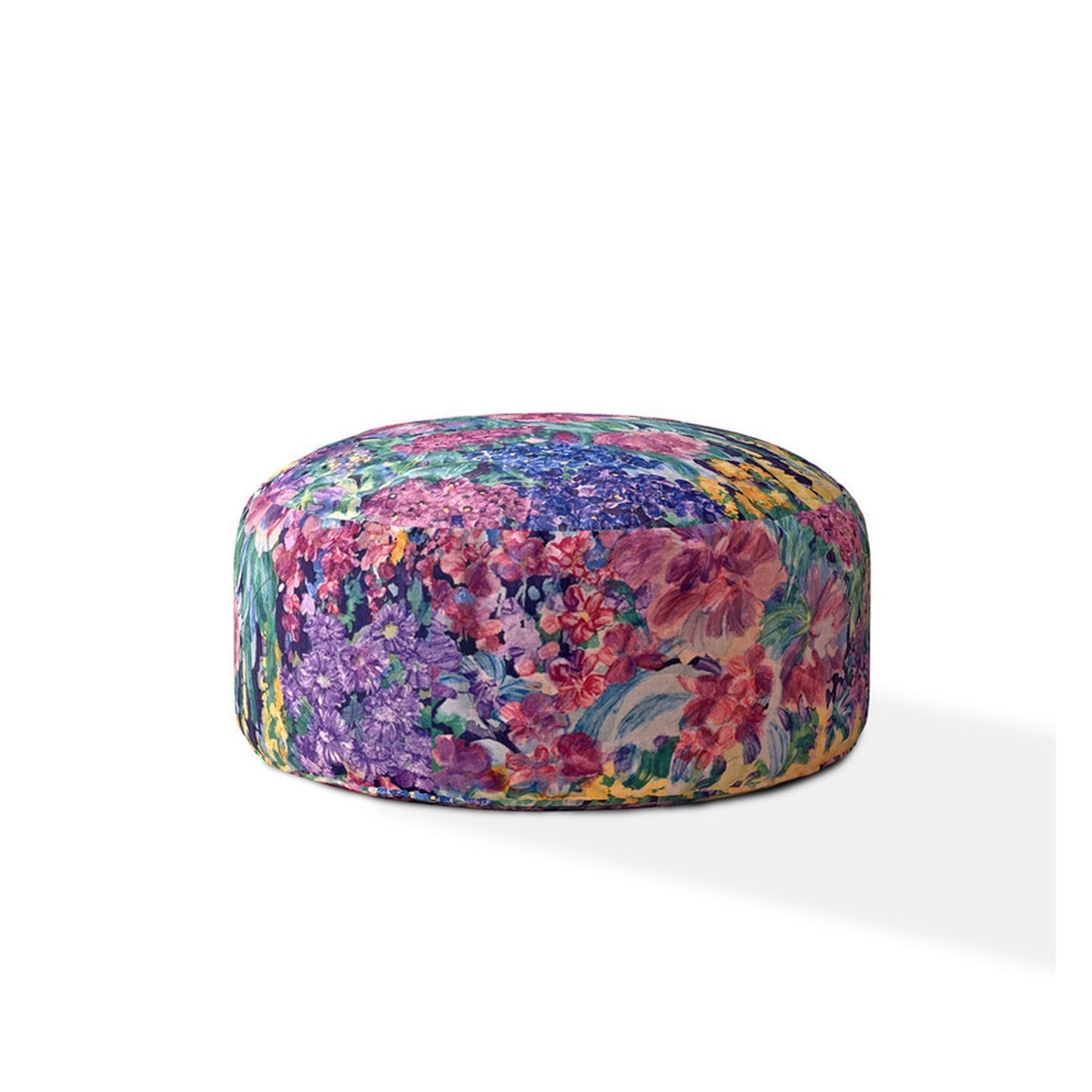 Indoor SPRING GARDEN Multi Round Zipper Pouf - Cover Only - 24in dia x 20in tall