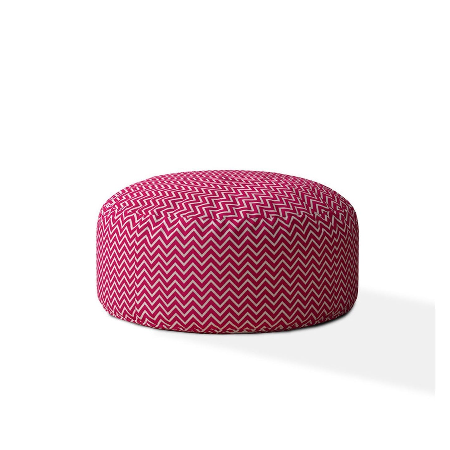 Indoor DIPPITY Hot Pink/White Round Zipper Pouf - Cover Only - 24in dia x 20in tall