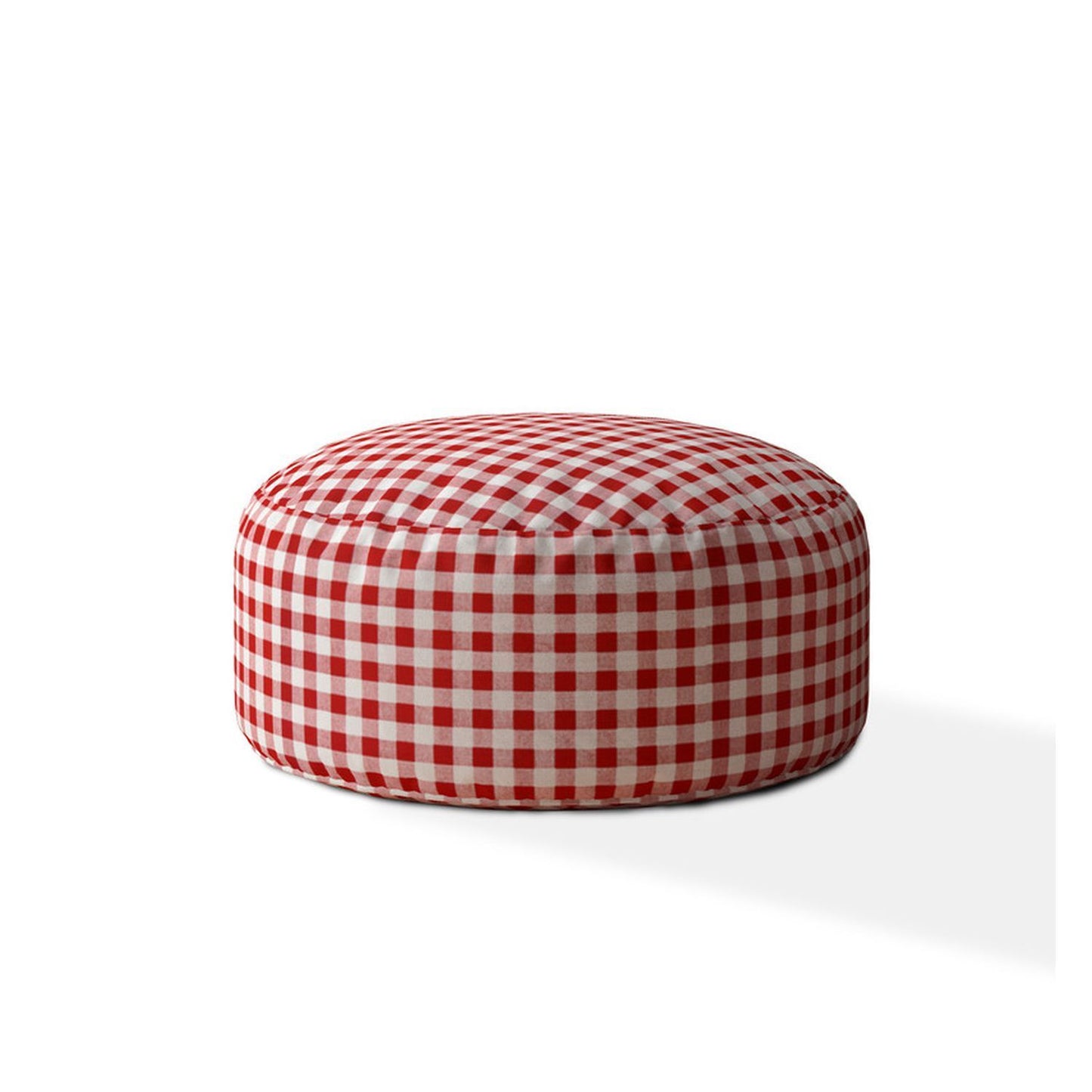 Indoor PLAIDO Bright Red Round Zipper Pouf - Cover Only - 24in dia x 20in tall